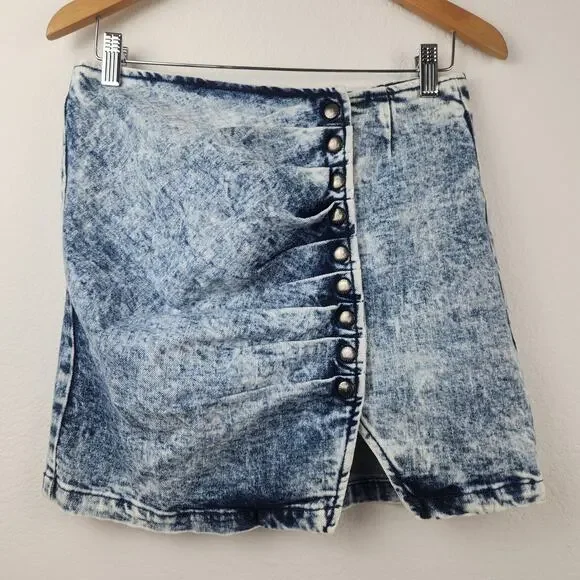 Retrofete Willa Skirt in Light Blue Acid Size Medium Button - Picture 3 of 10